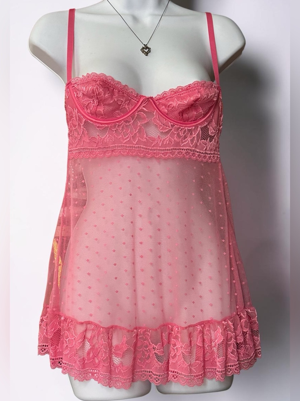 Fredericks of Hollywood Arianna Lace & Chains Underwire Babydoll Set.
